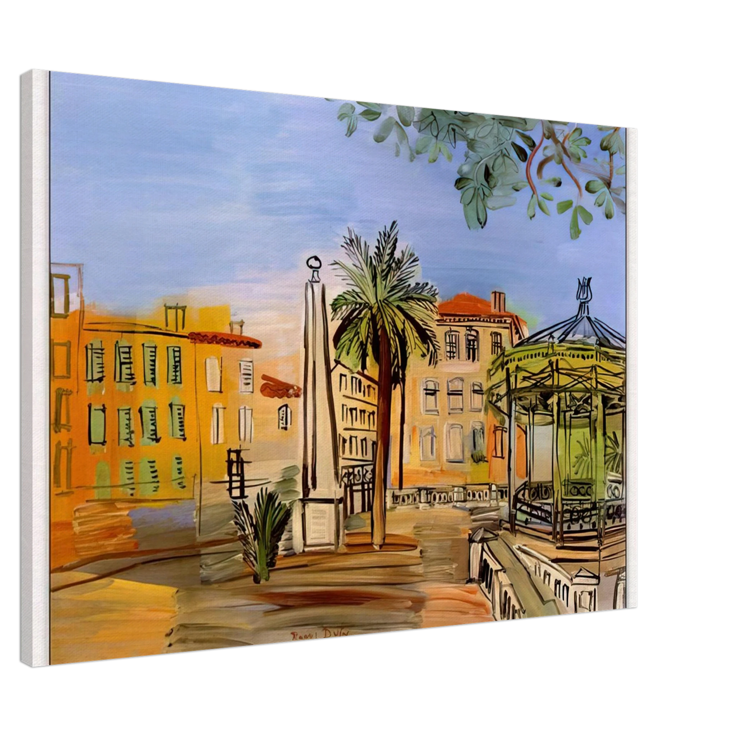 Raoul Dufy - THE SQUARE IN HYERES Canvas - 20x30 cm / 8x12 inches-canvas