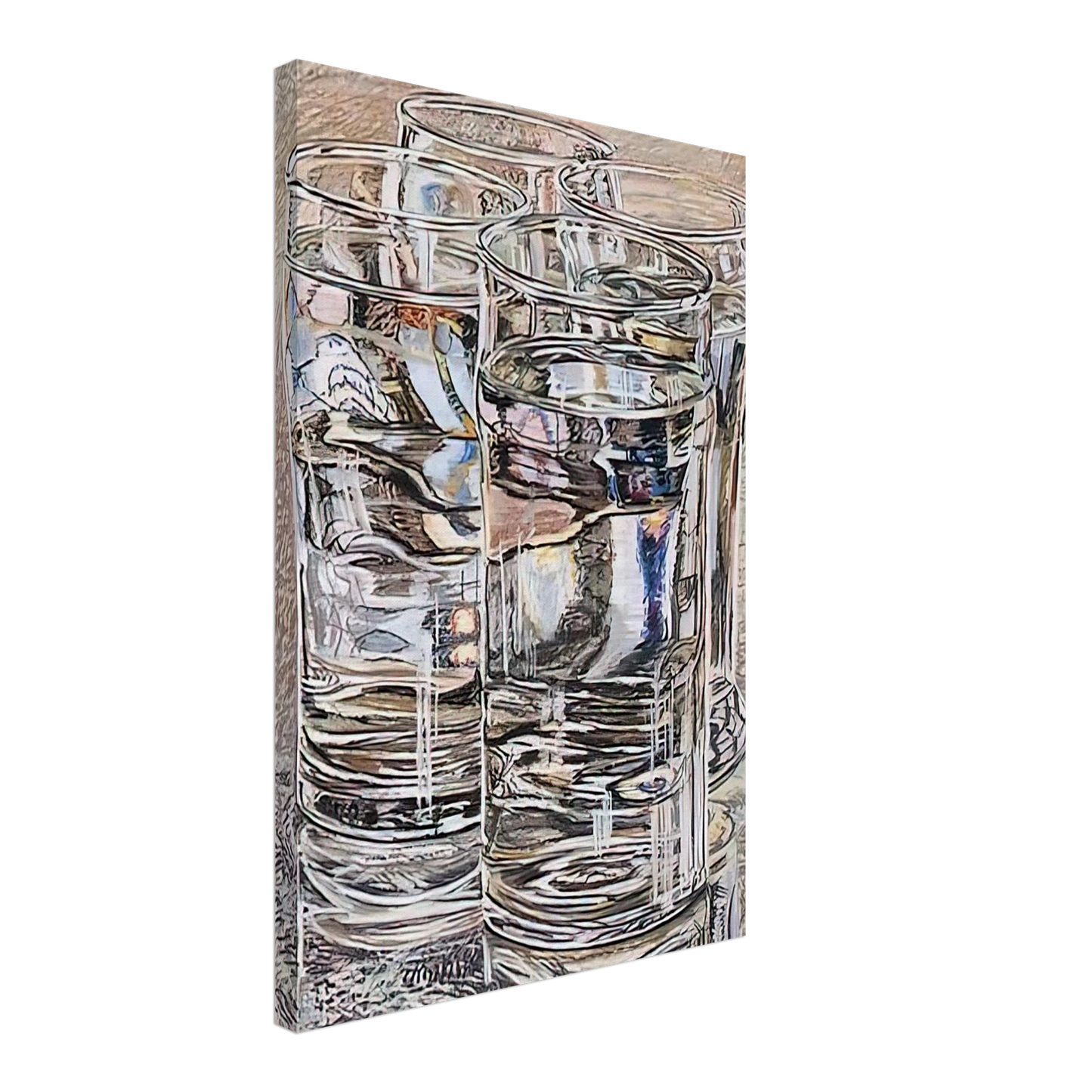 Janet Fish - 4 GLASSES 1974 Canvas - 40x60 cm / 16x24 inches-canvas