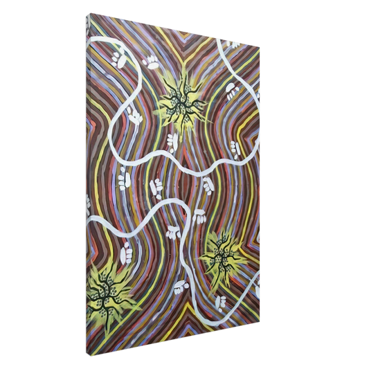 Clifford Possum Tjapaltjarri - Possum Country - 1995 Canvas - 20x30 cm / 8x12 inches-canvas