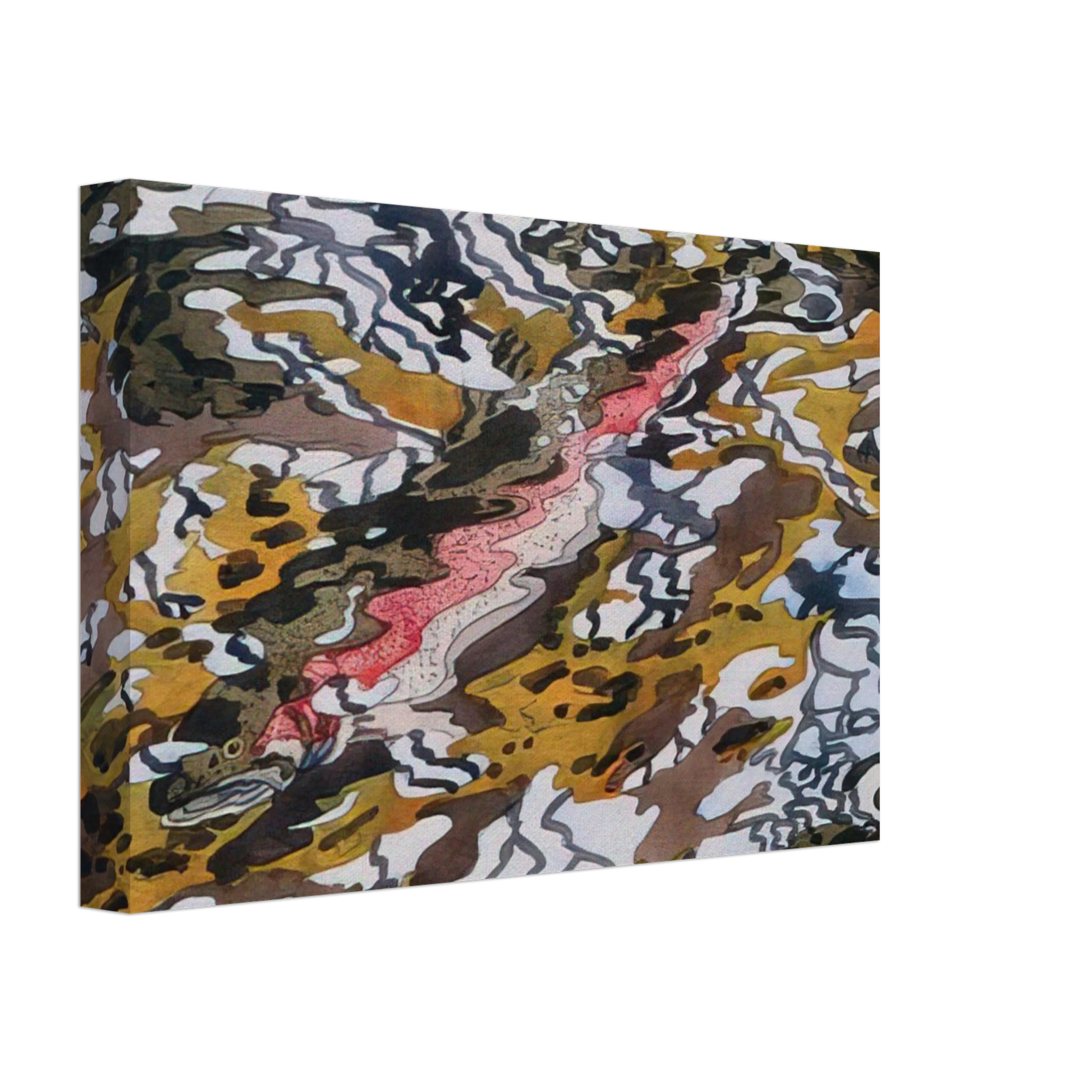 Neil Welliver - Trout and Reflected Tree - 1985 Canvas - 70x100 cm / 28x40 inches-canvas