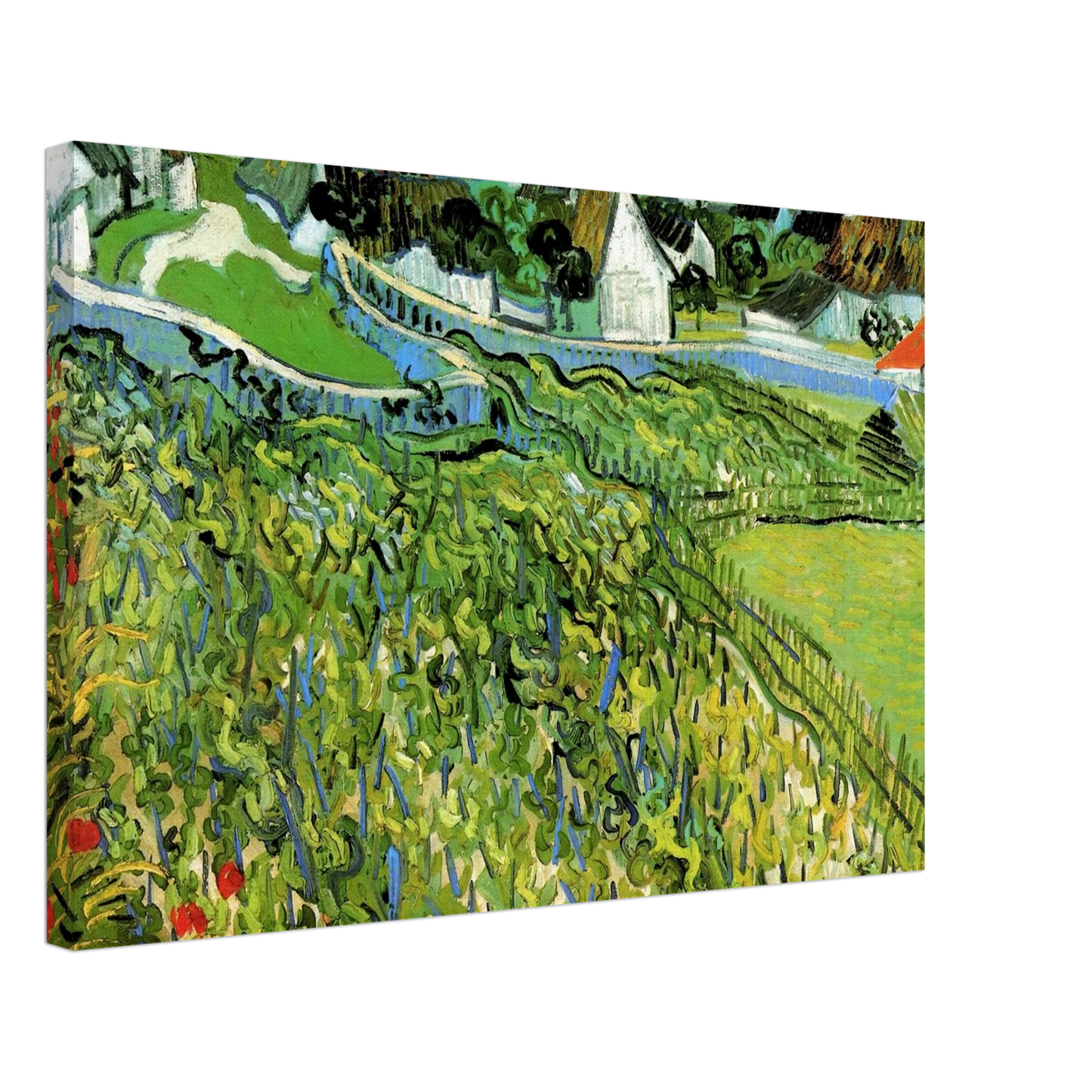 Vincent van Gogh - Vineyards with a View of Auvers Canvas - 40x60 cm / 16x24 inches-canvas