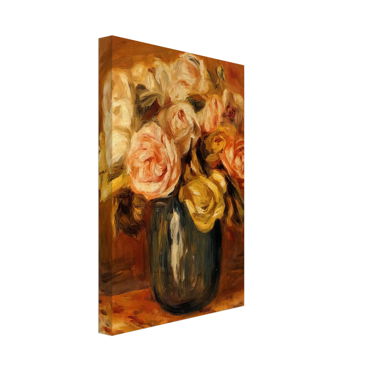 Pierre-Auguste Renoir - Roses in a Blue Vase Canvas - 70x100 cm / 28x40 inches-canvas