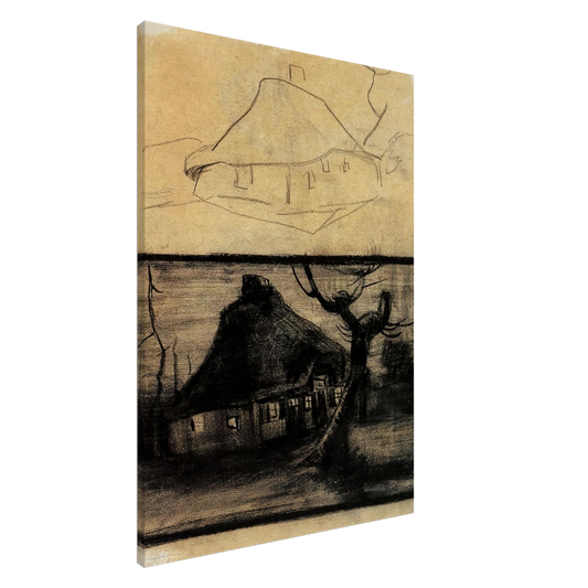 Vincent van Gogh - Two Studies of a Cottage Canvas - 20x30 cm / 8x12 inches-canvas