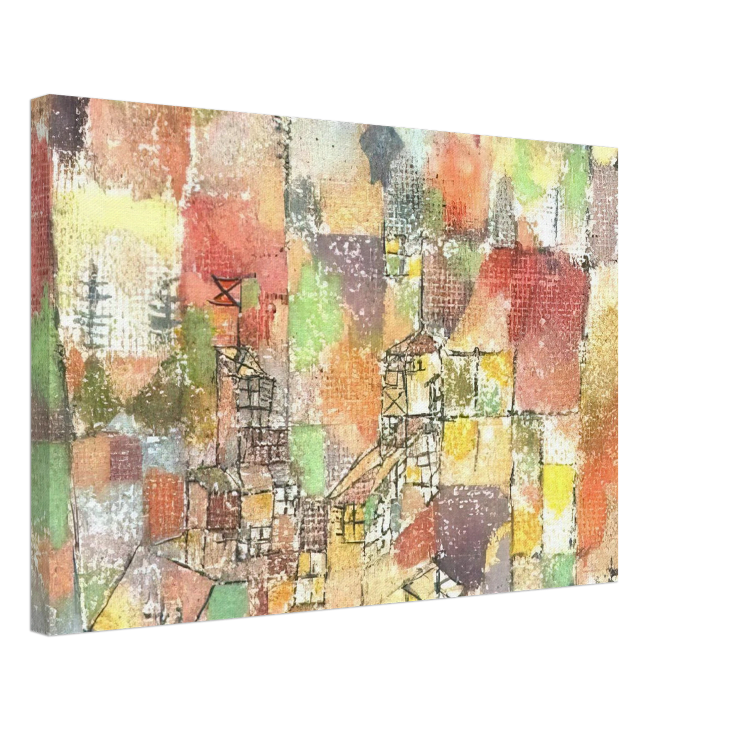Paul Klee - TWO COUNTRY HOUSES 1918 Canvas - 40x60 cm / 16x24 inches-canvas