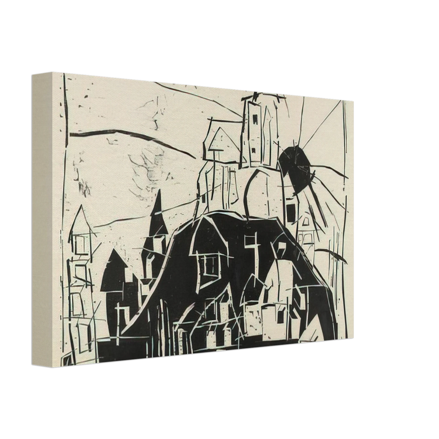 Lyonel Feininger - CITY ON THE MOUNTAIN STADT AUF DEM BERGE 1918 Canvas - 70x100 cm / 28x40 inches-canvas