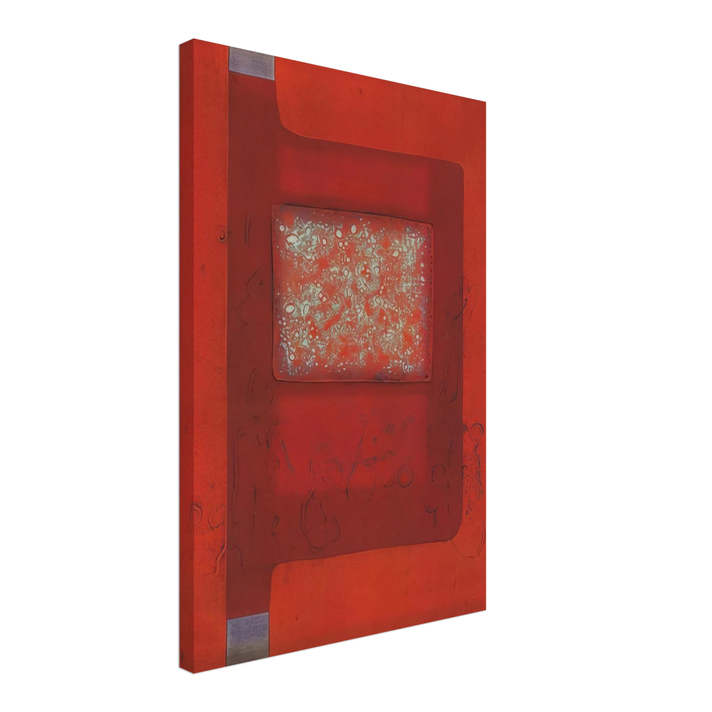 Hiroyuki Tajima - Dialogue With Red B - 1975 Canvas - 40x60 cm / 16x24 inches-canvas