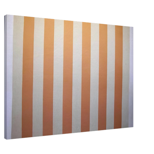 Daniel Buren - Peinture acrylique blanche sur tissu raye blanc et orange - 1967 Canvas - 20x30 cm / 8x12 inches-canvas