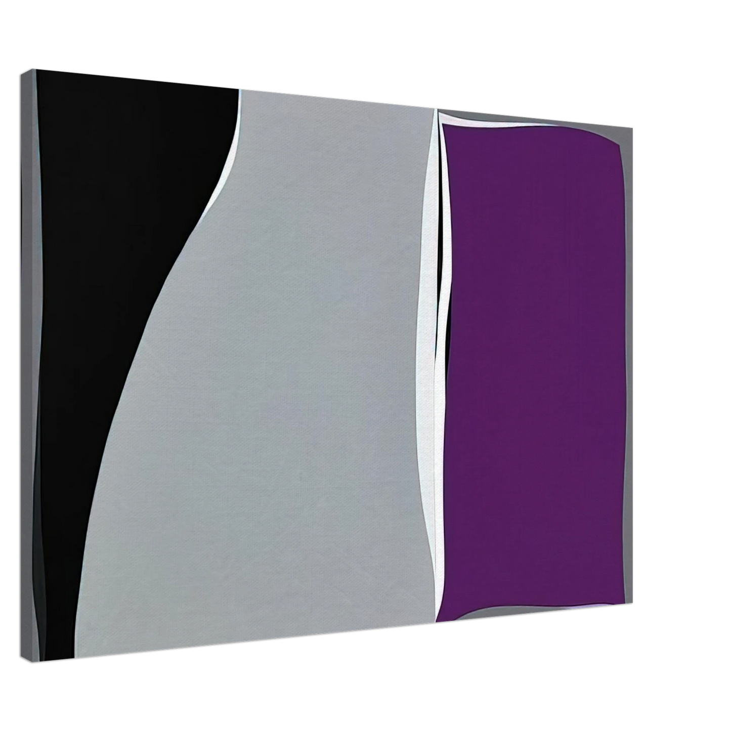 Karl Benjamin - Black  Gray Curves with Purple - 1960 Canvas - 20x30 cm / 8x12 inches-canvas