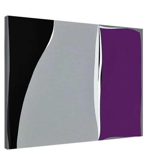 Karl Benjamin - Black  Gray Curves with Purple - 1960 Canvas - 20x30 cm / 8x12 inches-canvas