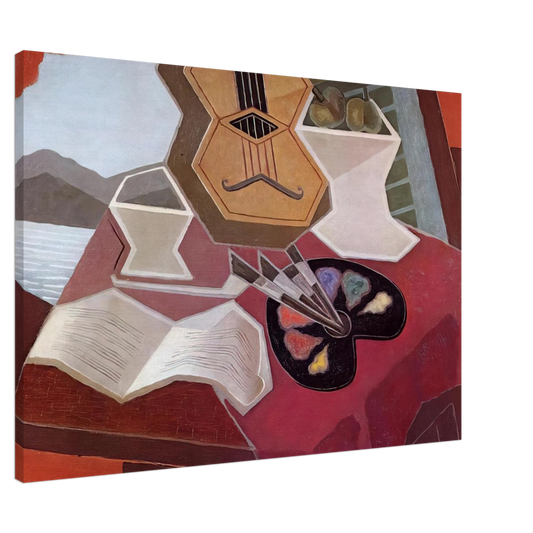Juan Gris - TABLE OVERLOOKING THE SEA 1925 Canvas - 20x30 cm / 8x12 inches-canvas