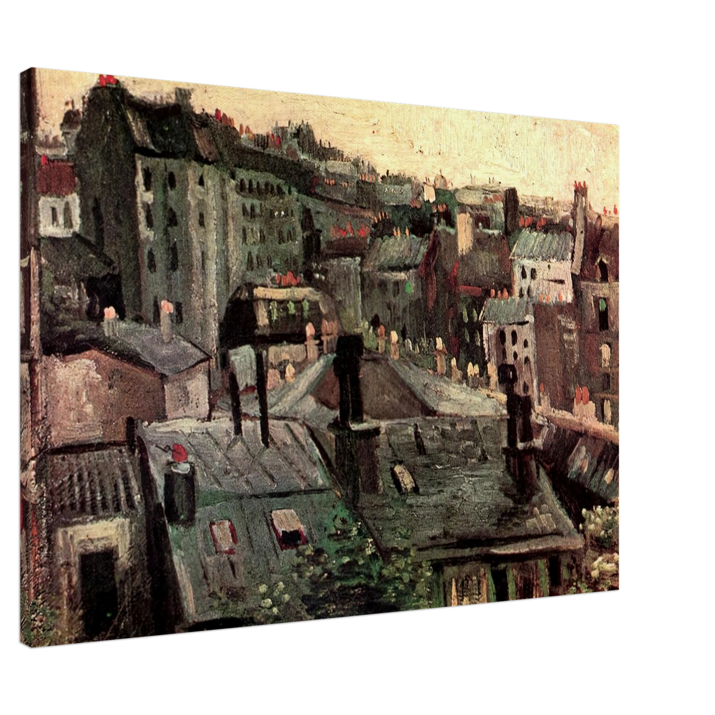 Vincent van Gogh - View of Roofs and Backs of Houses Canvas - 20x30 cm / 8x12 inches-canvas