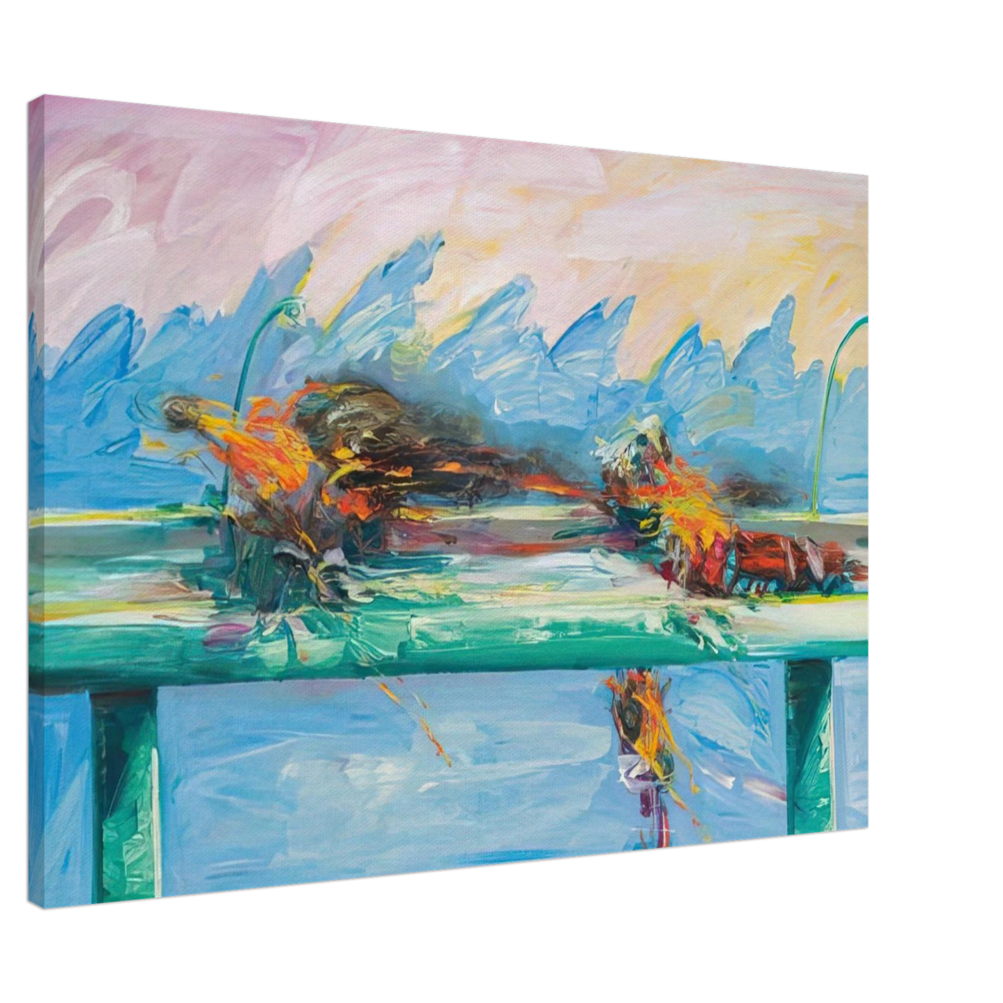 Carlos Almaraz - Crash in Phthalo Green - 1984 Canvas - 20x30 cm / 8x12 inches-canvas