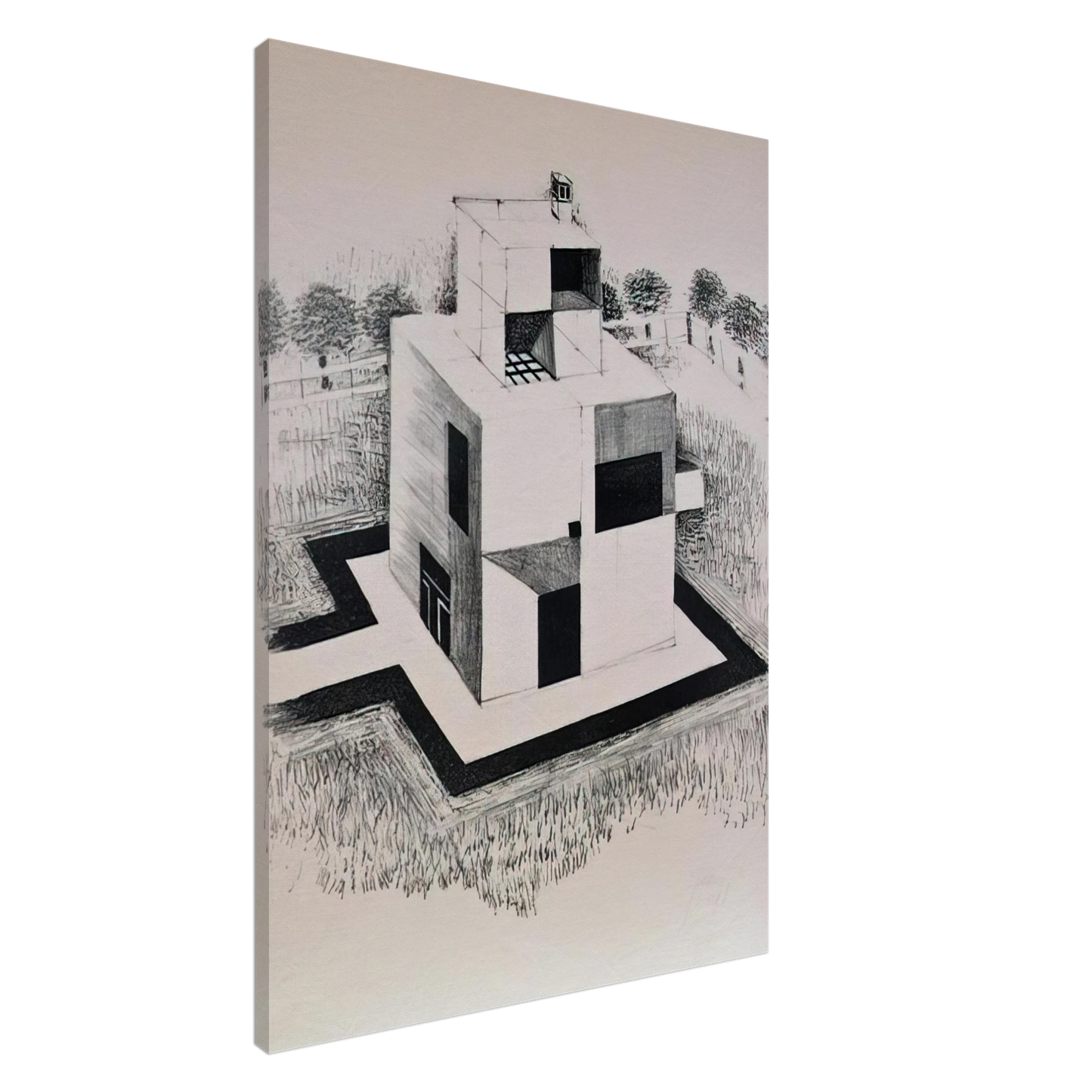 Johannes Itten - Haus Des Weissen Mannes - 1924 Canvas - 20x30 cm / 8x12 inches-canvas
