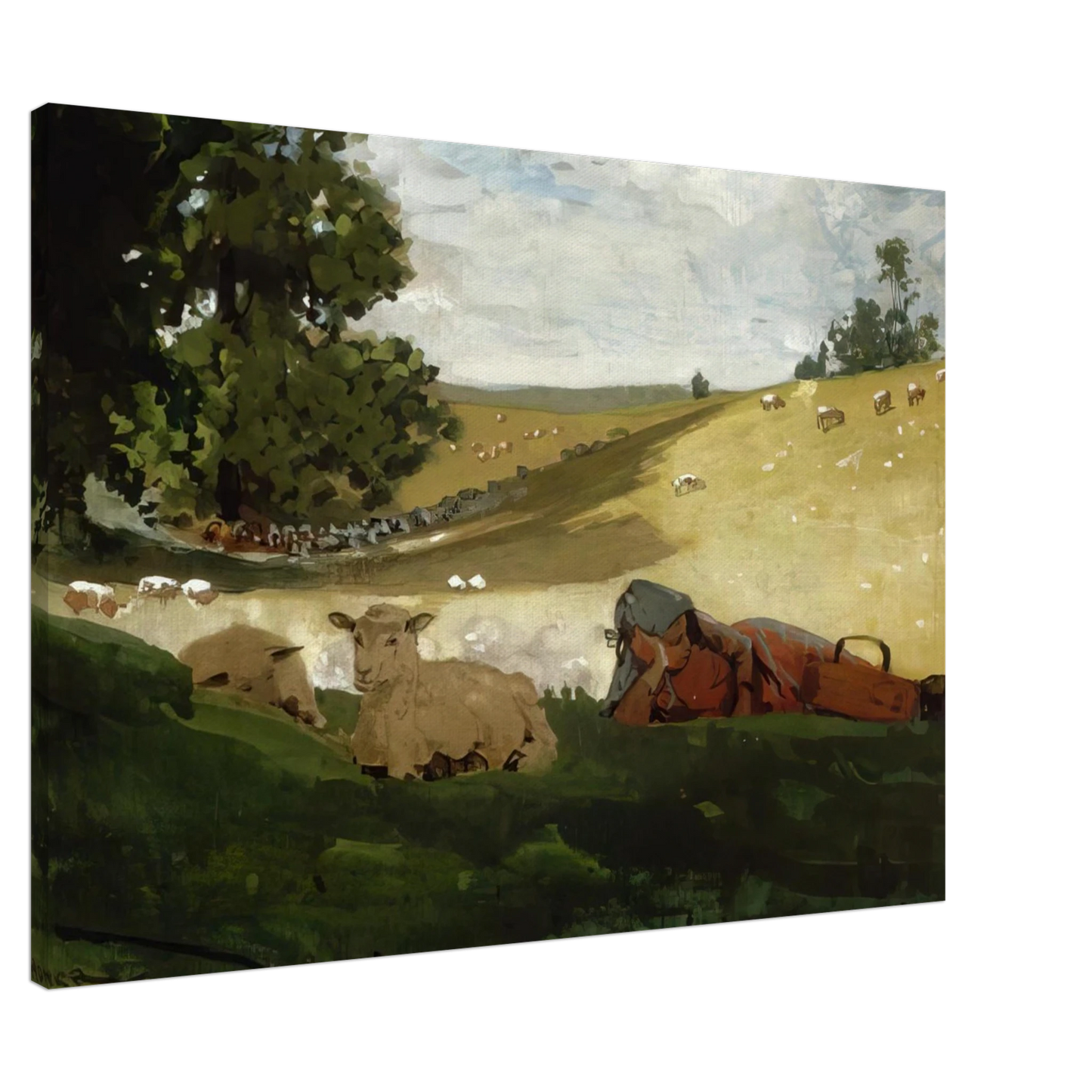Winslow Homer - WARM AFTERNOON SHEPHERDESS Canvas - 20x30 cm / 8x12 inches-canvas