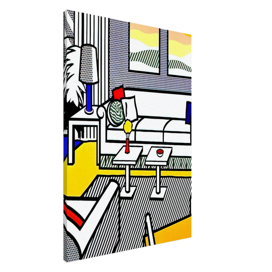 Roy Lichtenstein - INTERIOR WITH RESTFUL PAINTINGS 1991 Canvas - 20x30 cm / 8x12 inches-canvas