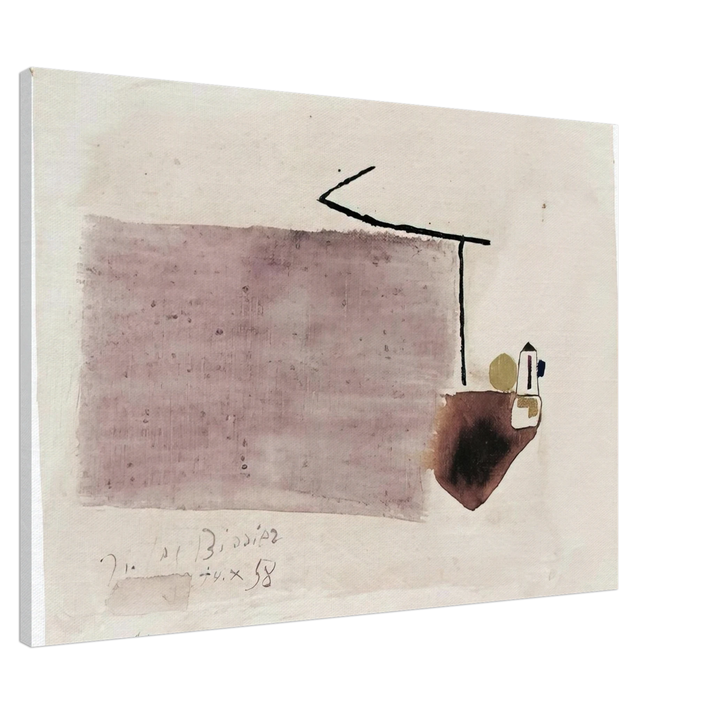 Julius Bissier - 14.X.58 - 1958 Canvas - 20x30 cm / 8x12 inches-canvas