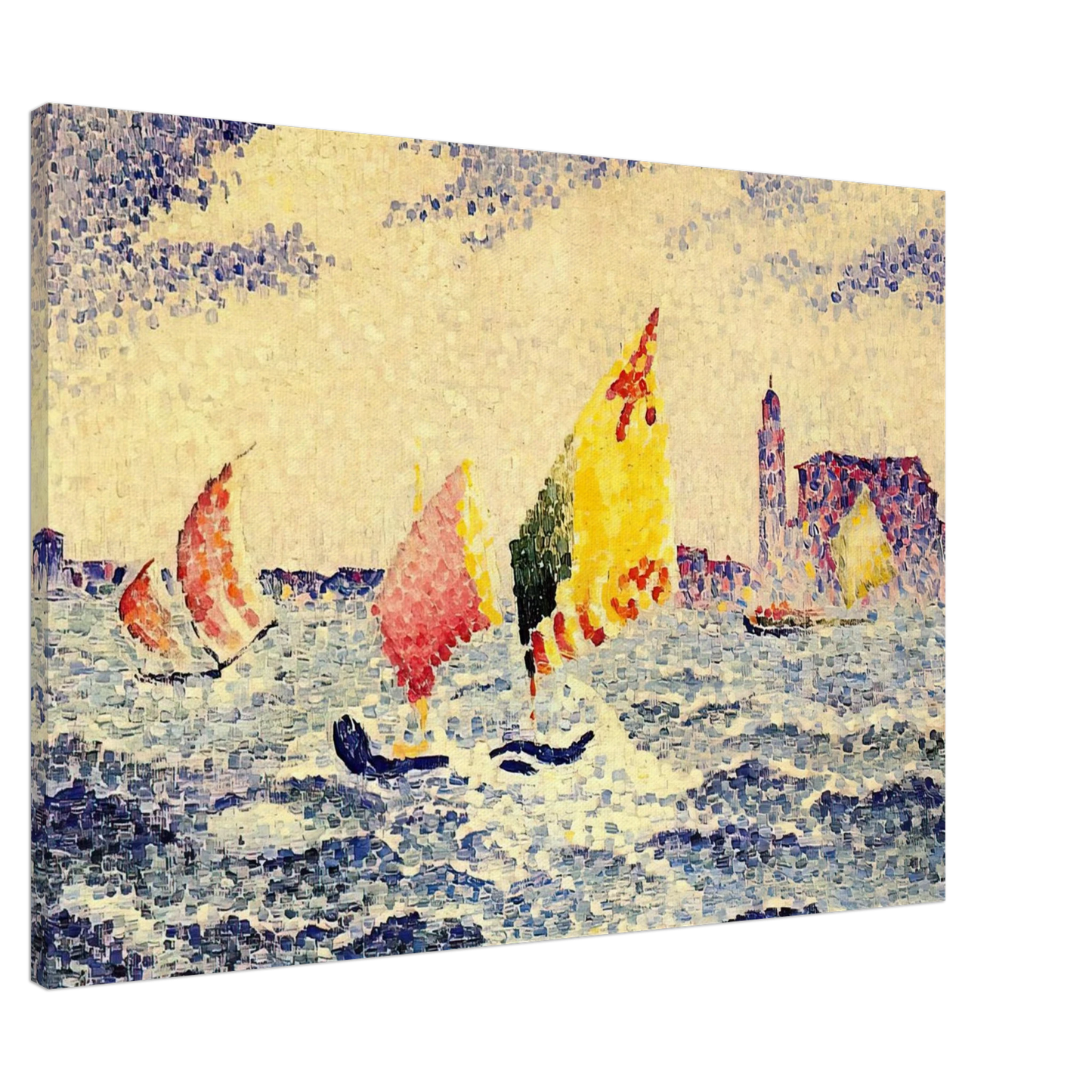 Henri-Edmond Cross - Sailboats near Chicago Canvas - 20x30 cm / 8x12 inches-canvas