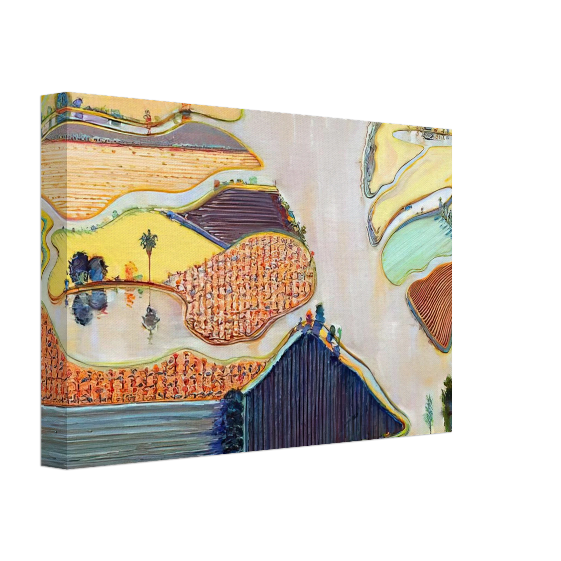 Wayne Thiebaud - Delta Farms - 1996 Canvas - 70x100 cm / 28x40 inches-canvas