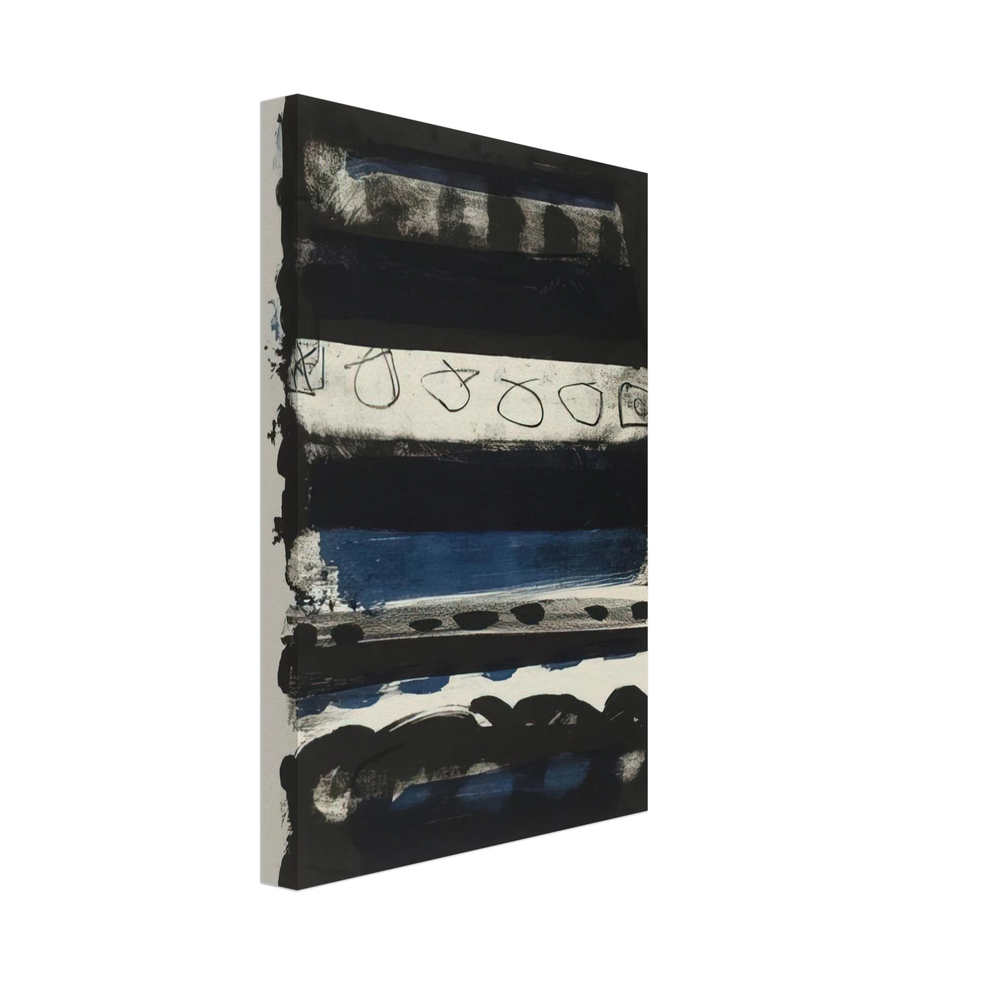 Patrick Heron - Black and Blue Stripes - 1958 Canvas - 70x100 cm / 28x40 inches-canvas