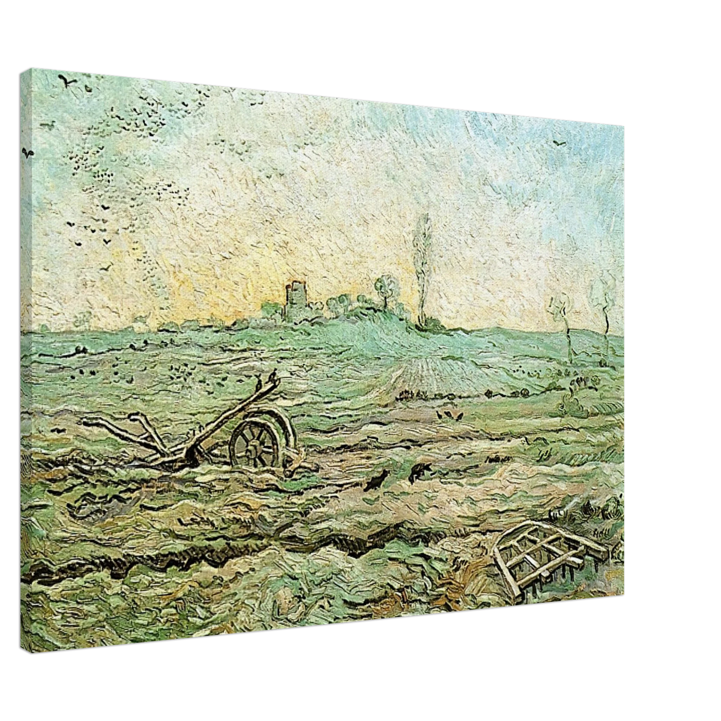 Vincent van Gogh - The Plough and the Harrow after Millet Canvas - 20x30 cm / 8x12 inches-canvas