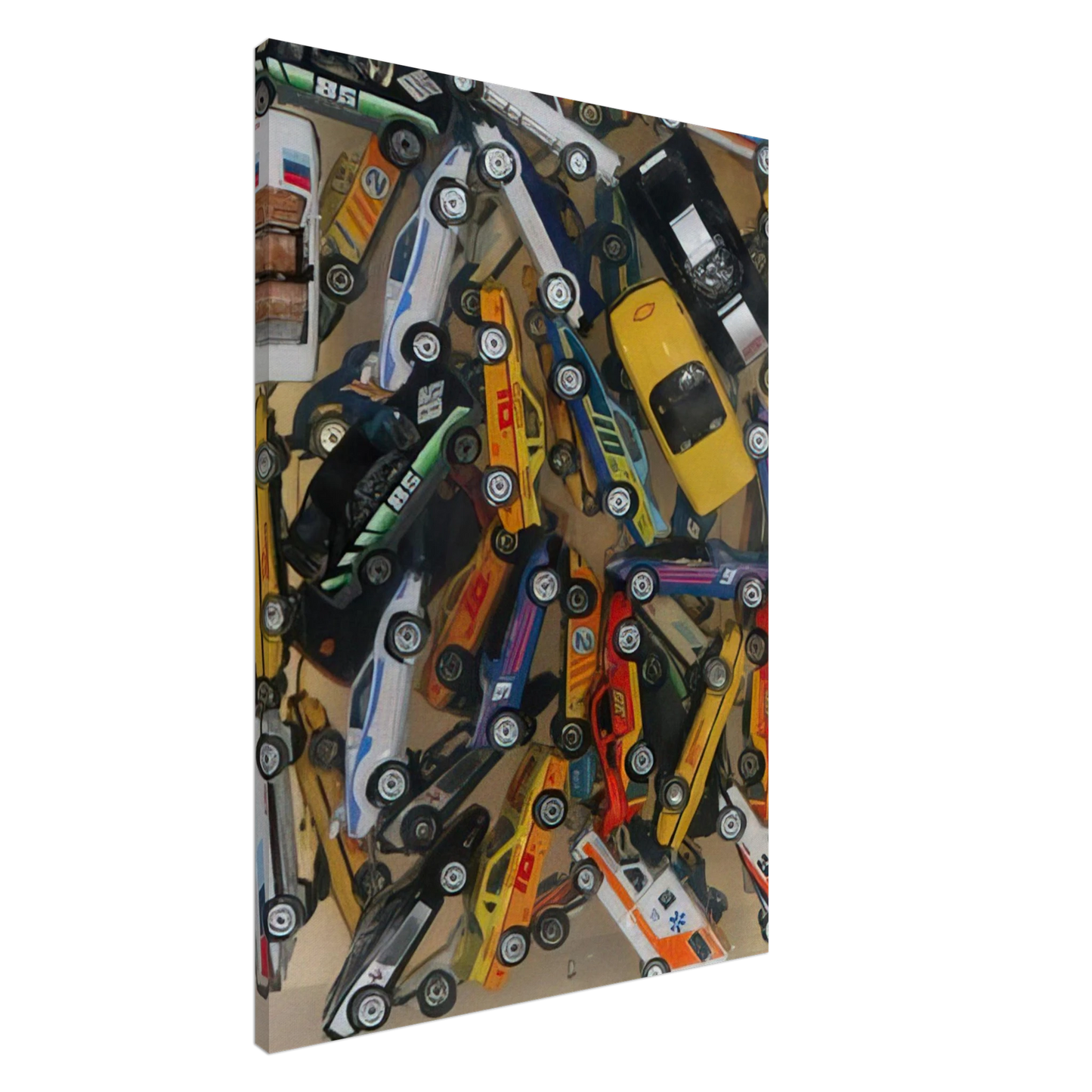 Arman - Car Accumulation Matchbox Cars - 1985 Canvas - 20x30 cm / 8x12 inches-canvas