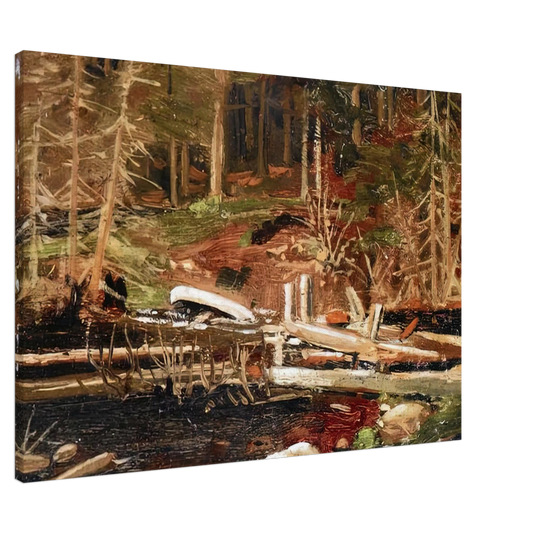 Tom Thomson - OLD LUMBER DAM ALGONQUIN PARK 1912 Canvas - 20x30 cm / 8x12 inches-canvas