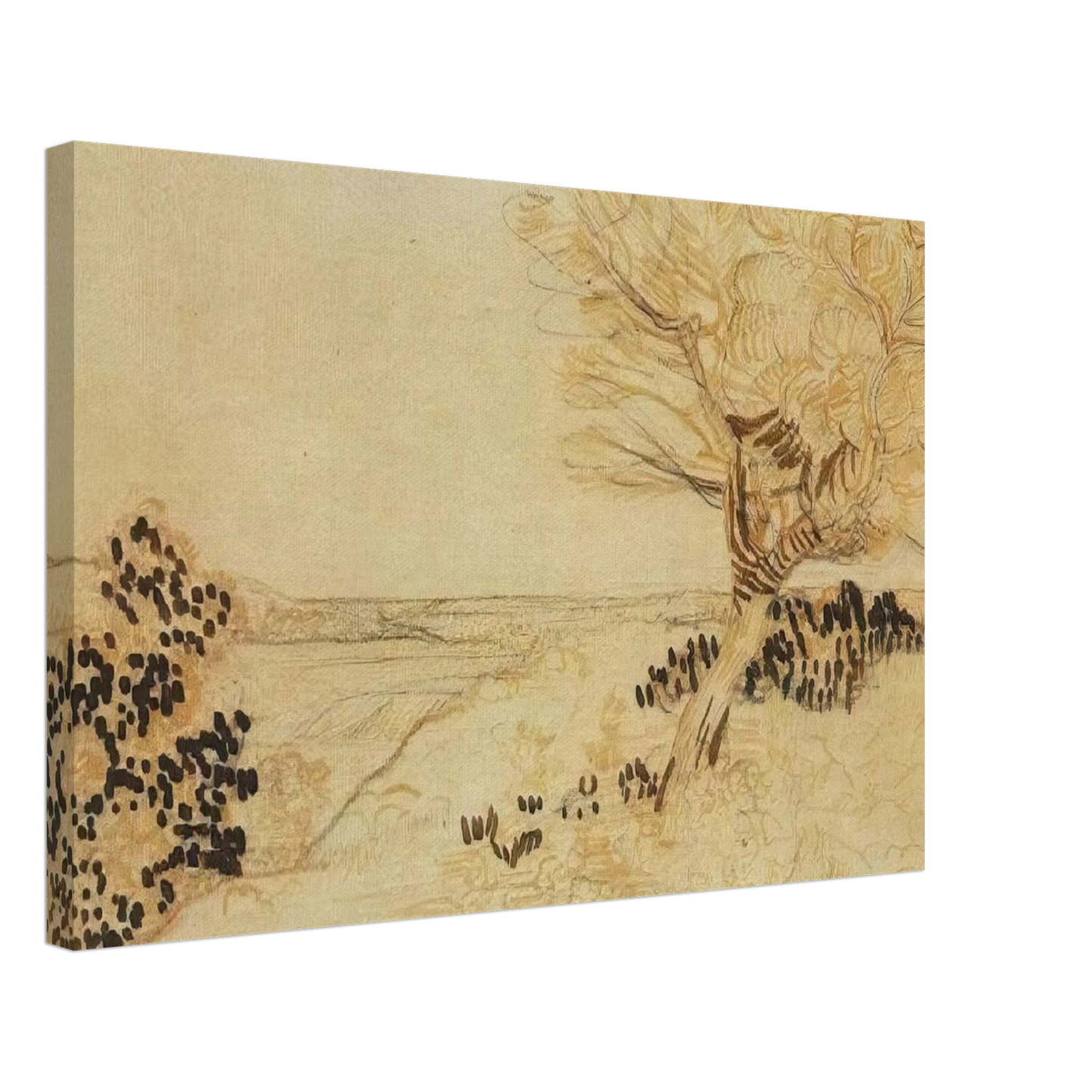 Vincent van Gogh - Landscape with a Tree in the Foreground Canvas - 70x100 cm / 28x40 inches-canvas
