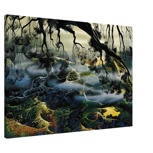Eyvind Earle - Fog Passes By Canvas - 20x30 cm / 8x12 inches-canvas