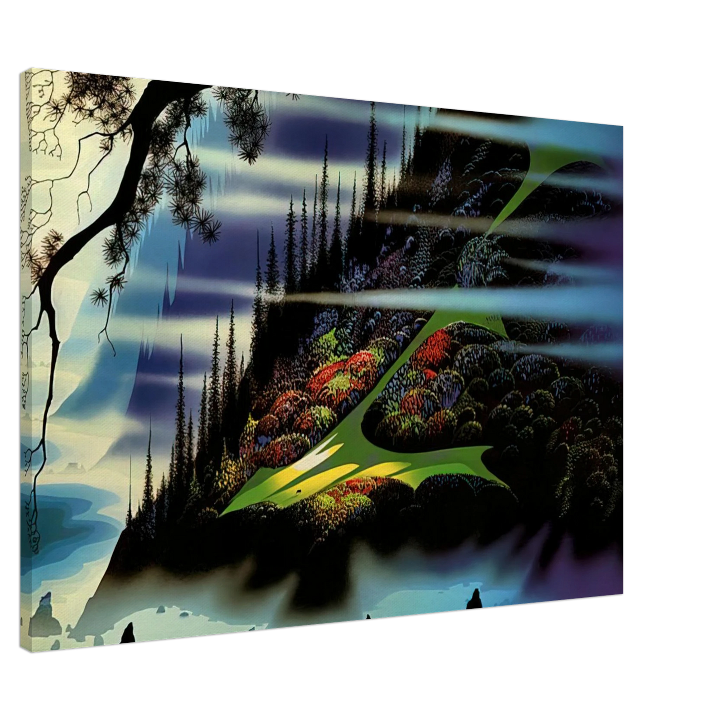 Eyvind Earle - Pasture Through the Fog Canvas - 20x30 cm / 8x12 inches-canvas