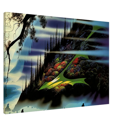 Eyvind Earle - Pasture Through the Fog Canvas - 20x30 cm / 8x12 inches-canvas
