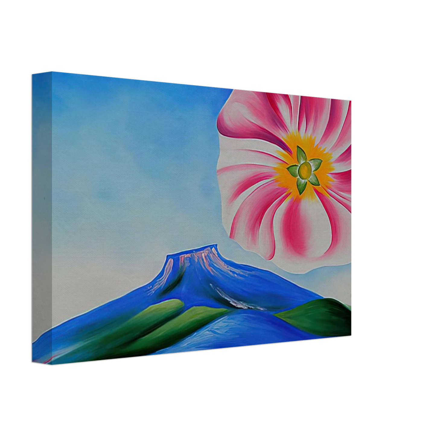 Georgia O'Keeffe - Hollyhock Pink with Pedernal Canvas - 40x60 cm / 16x24 inches-canvas