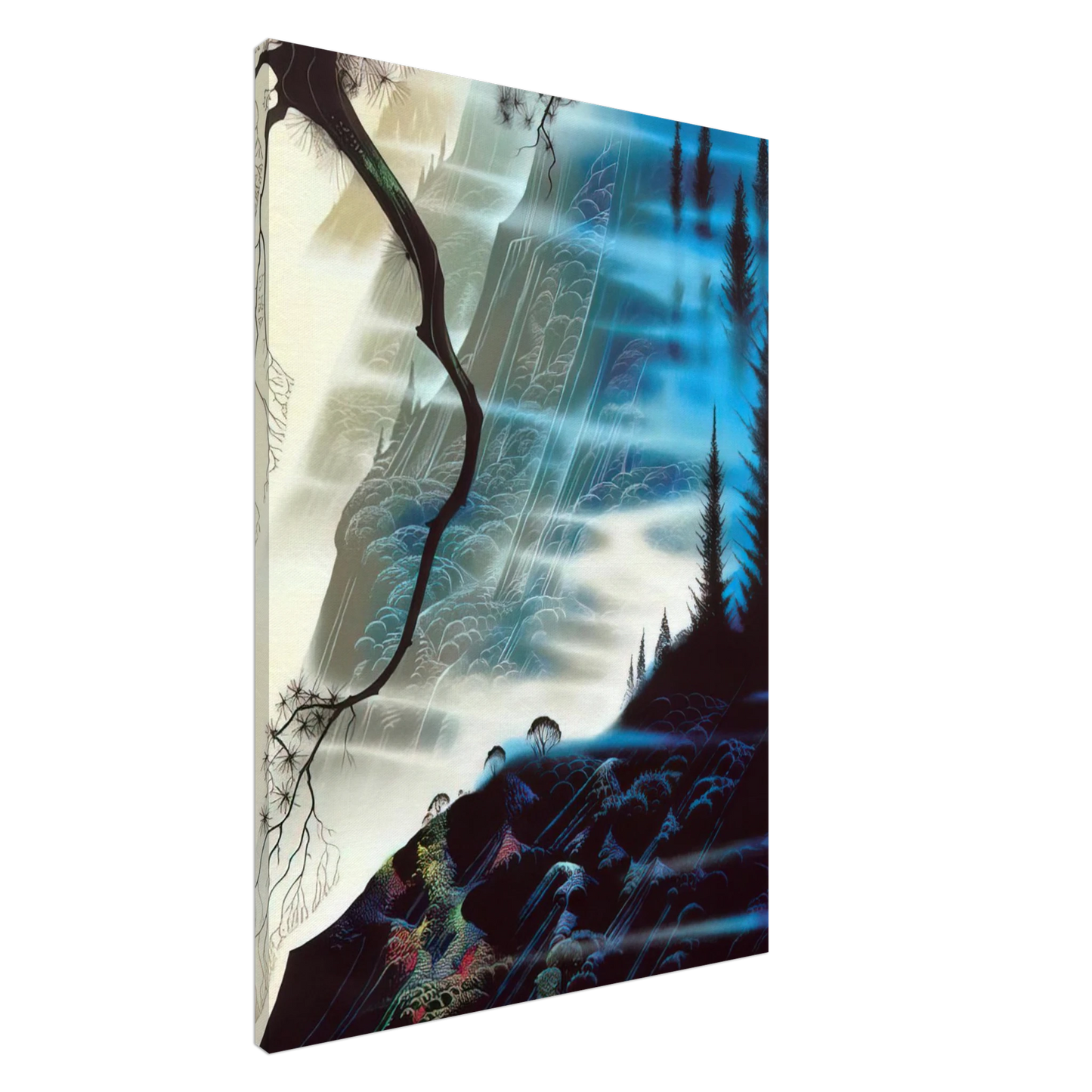 Eyvind Earle - Sea Cliffs and Redwoods Canvas - 20x30 cm / 8x12 inches-canvas