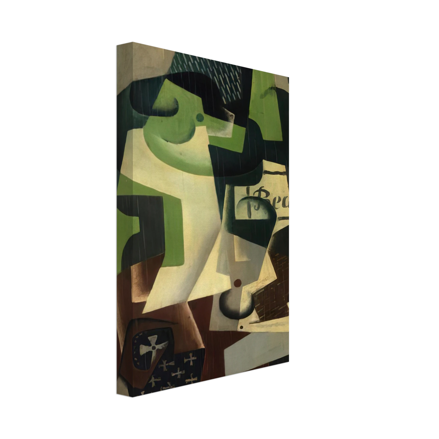 Juan Gris - BOTTLE OF BEAUNE AND A FRUIT DISH 1917 Canvas - 70x100 cm / 28x40 inches-canvas