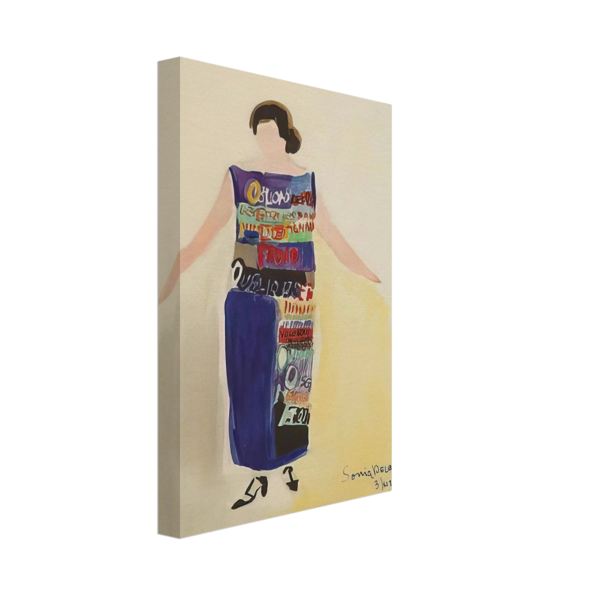 Sonia Delaunay - ROBE POEME OUBLIONS LES OISEAUX 1922 Canvas - 40x60 cm / 16x24 inches-canvas