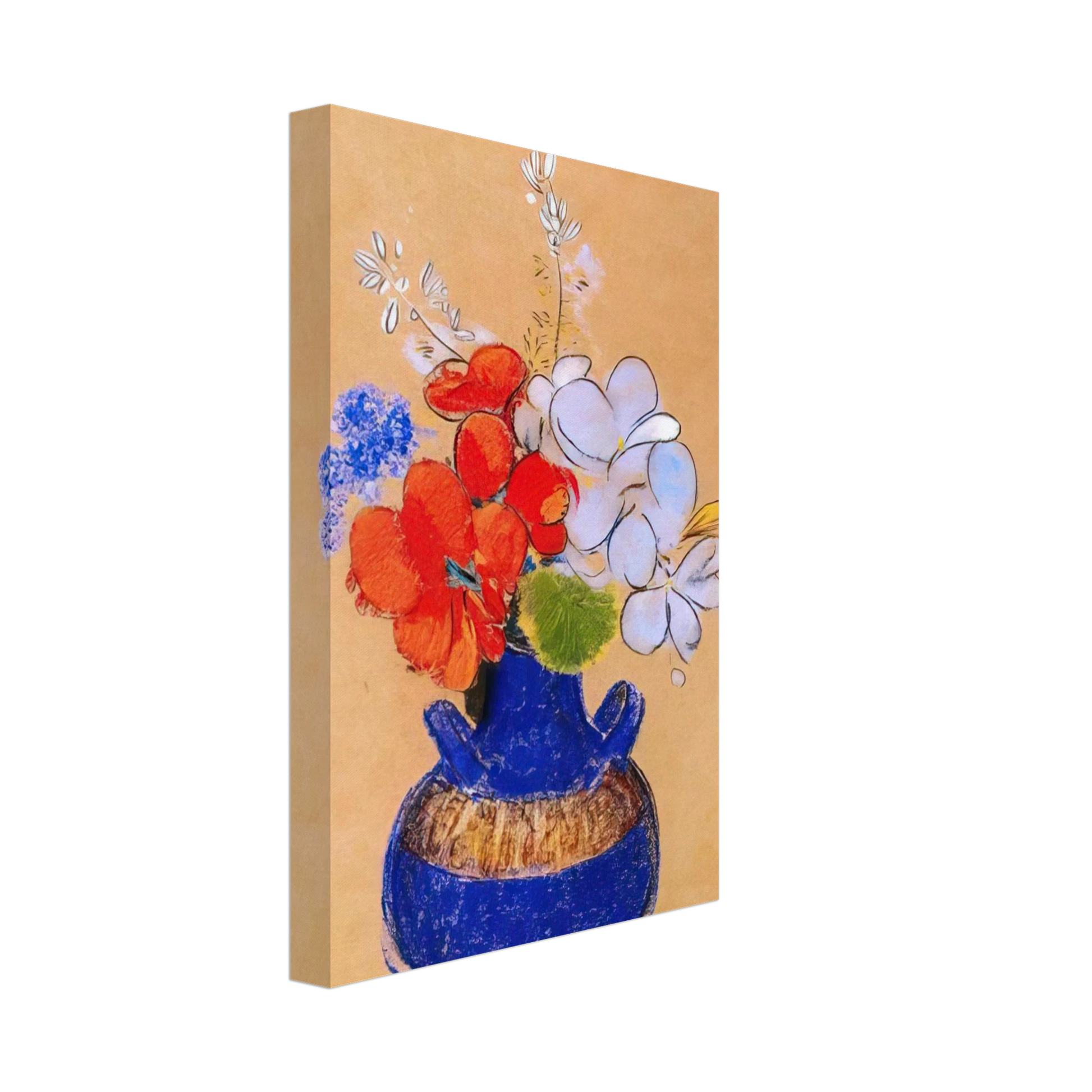 Odilon Redon - FLOWERS IN A BLUE VASE 1 Canvas - 40x60 cm / 16x24 inches-canvas