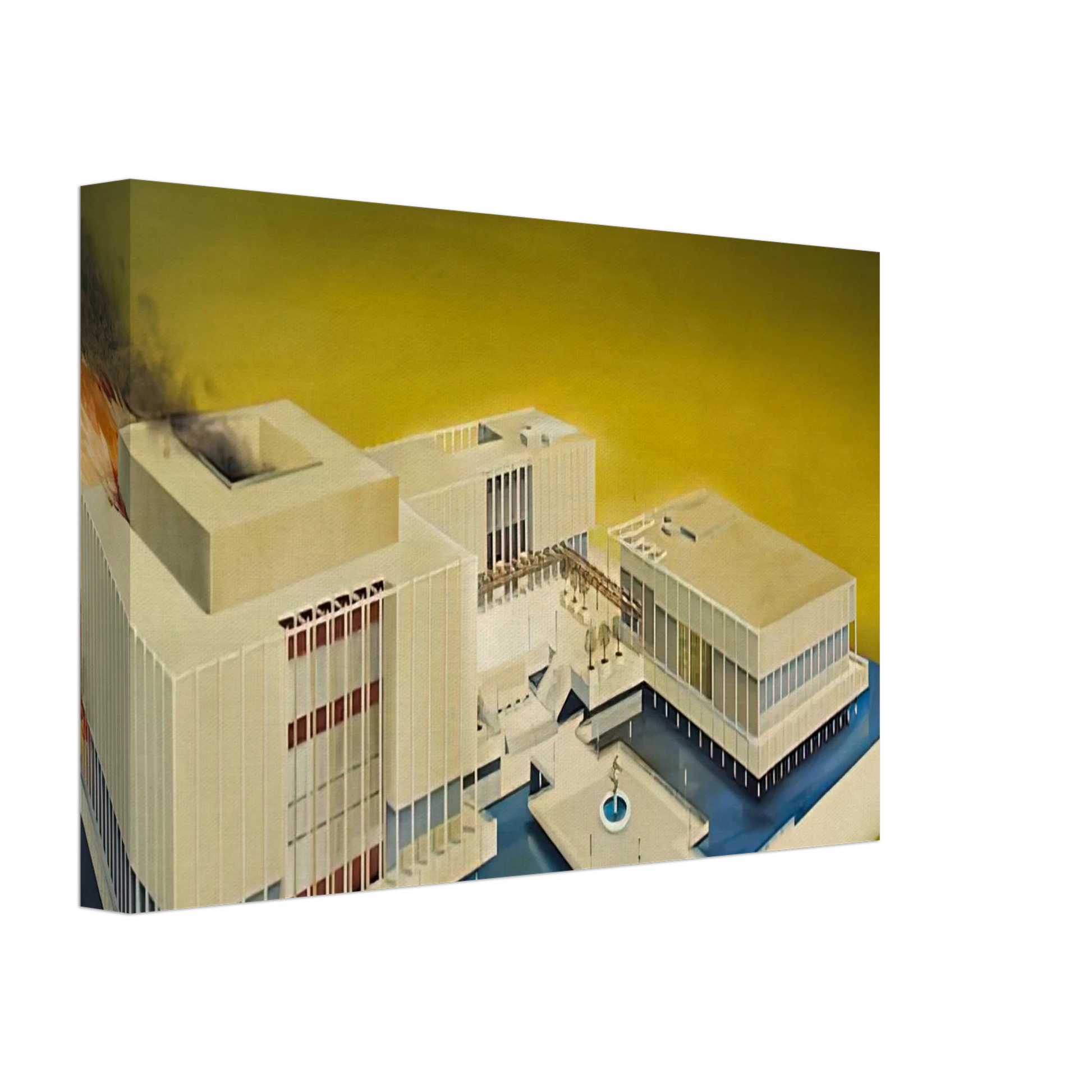 Edward Ruscha - THE LOS ANGELES COUNTY MUSEUM ON FIRE 1968 Canvas - 70x100 cm / 28x40 inches-canvas