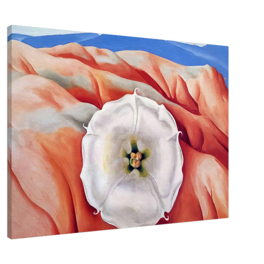 Georgia O'Keeffe - Red hills and white flower II Canvas - 20x30 cm / 8x12 inches-canvas