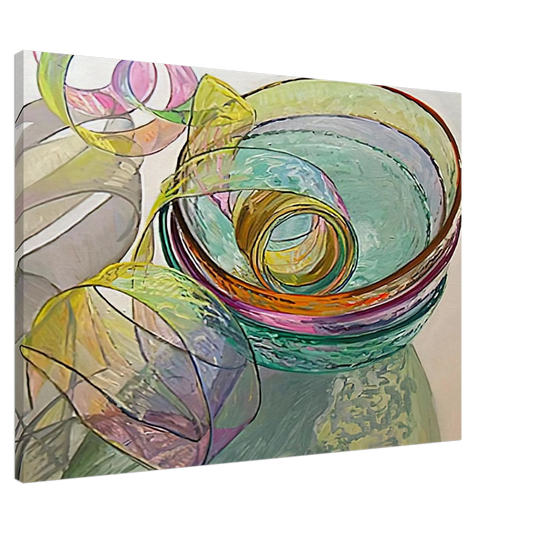 Janet Fish - ORANGE PINK GREEN 2003 Canvas - 20x30 cm / 8x12 inches-canvas