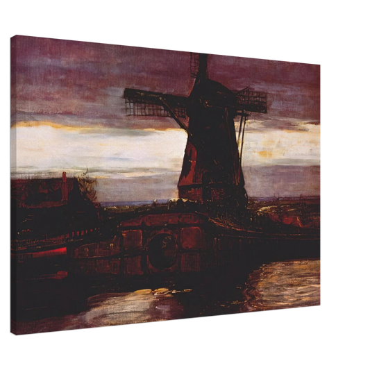 Piet Mondrian - Stammer Mill with Streaked Sky Canvas - 20x30 cm / 8x12 inches-canvas
