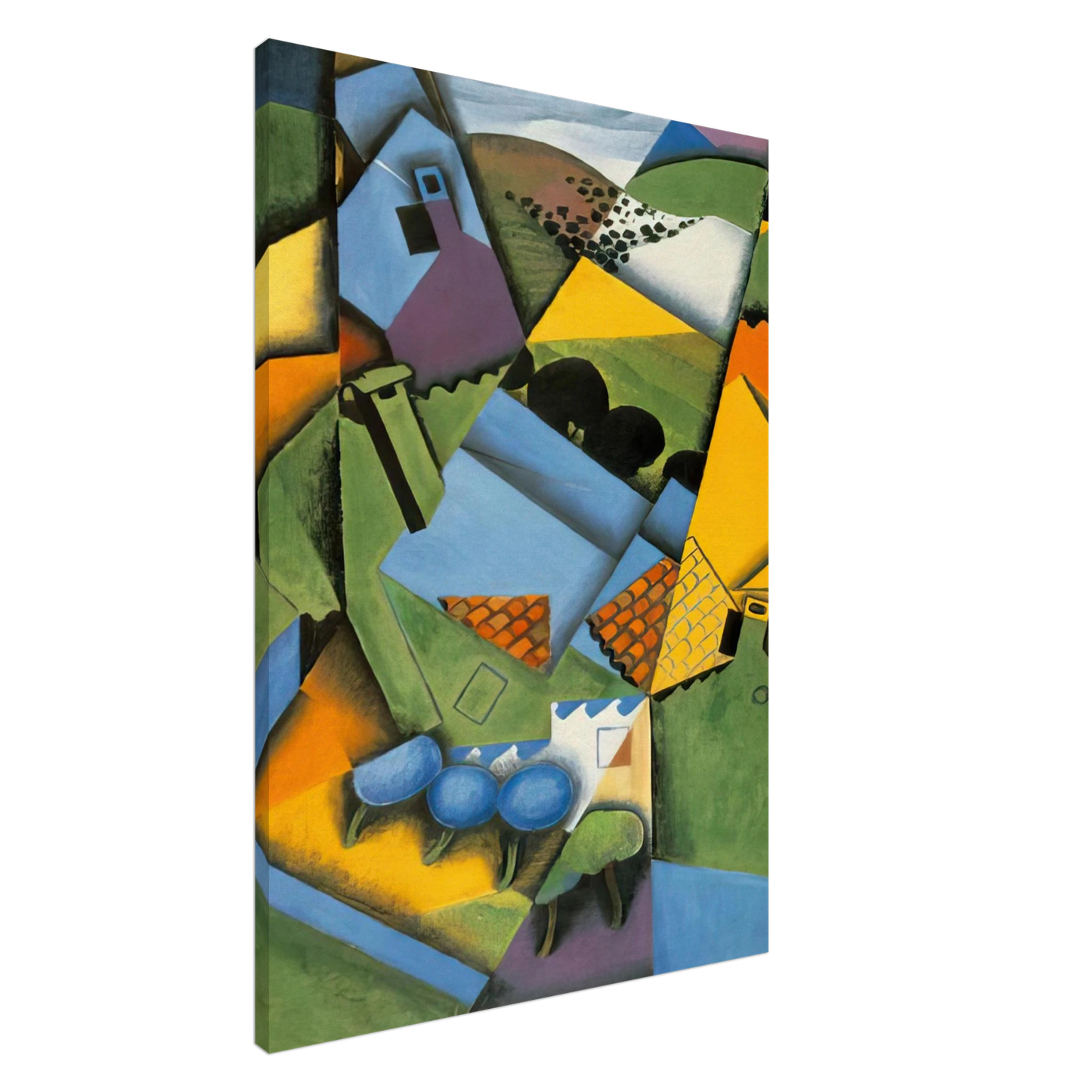 Juan Gris - LANDSCAPE WITH HOUSE AT CERET 1913 Canvas - 20x30 cm / 8x12 inches-canvas