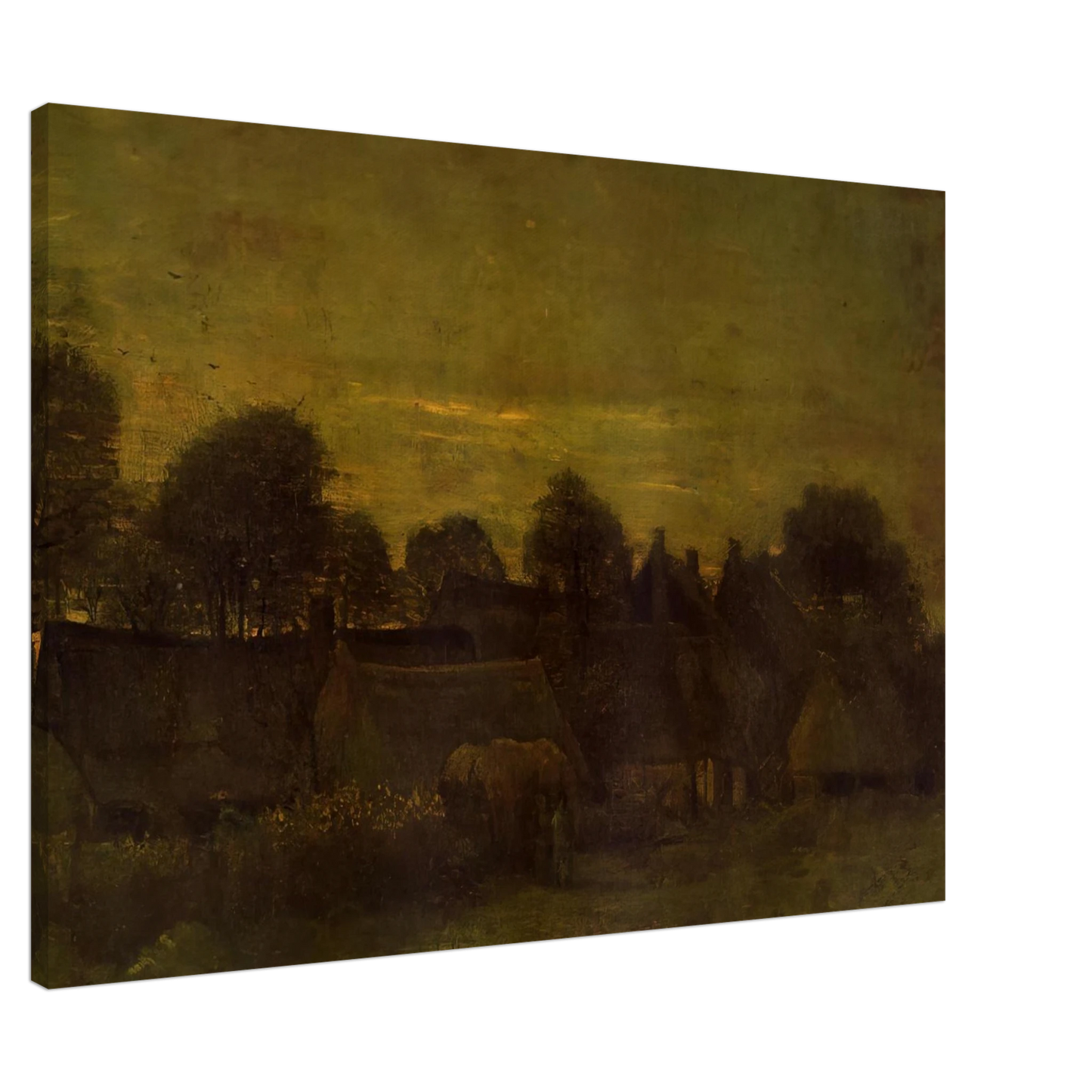 Vincent van Gogh - Village at sunset Canvas - 20x30 cm / 8x12 inches-canvas