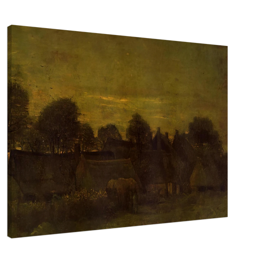Vincent van Gogh - Village at sunset Canvas - 20x30 cm / 8x12 inches-canvas