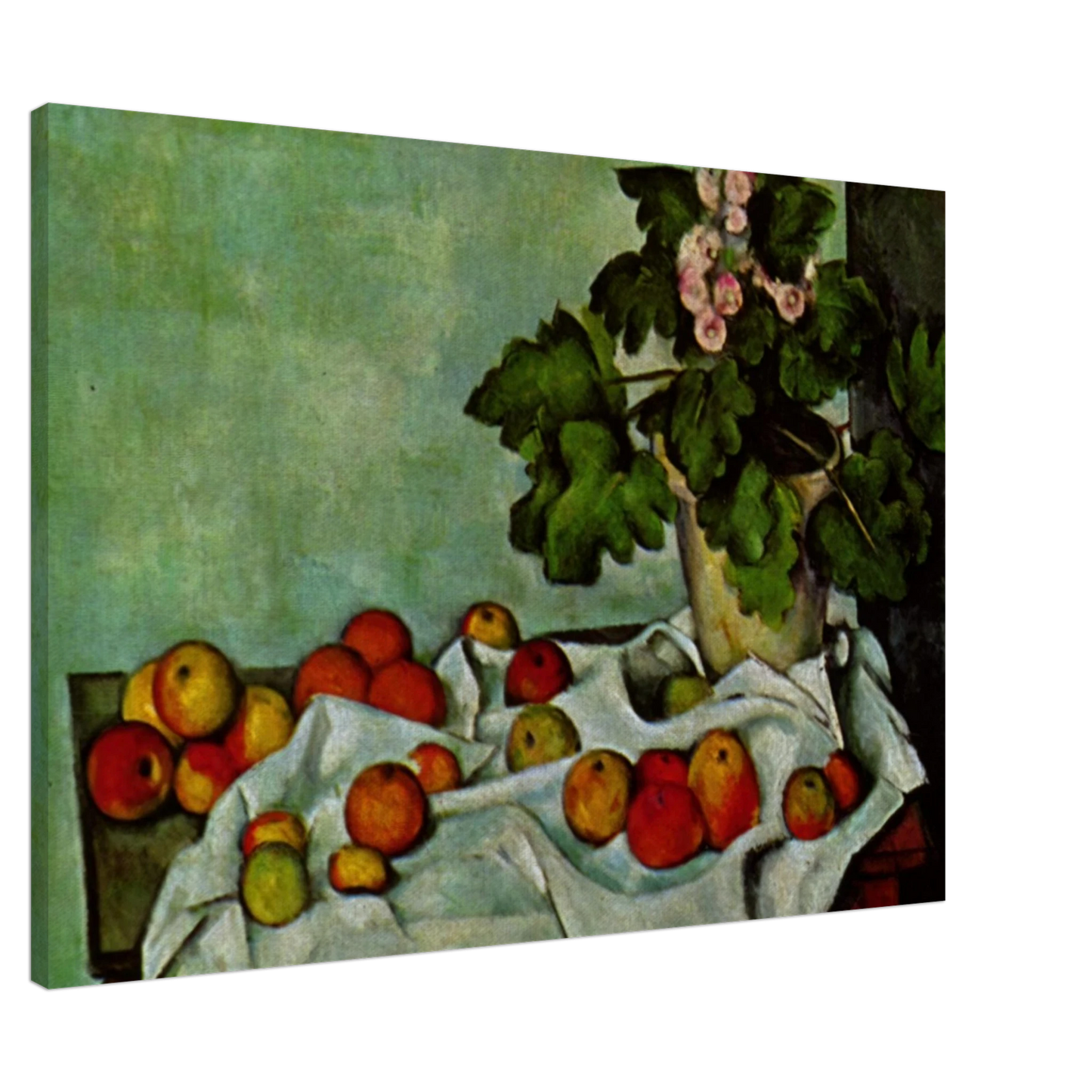 Paul Cezanne - Still Life with Apples and a Pot of Primroses Canvas - 20x30 cm / 8x12 inches-canvas