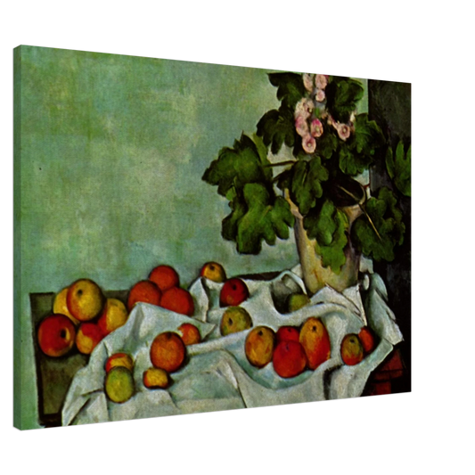 Paul Cezanne - Still Life with Apples and a Pot of Primroses Canvas - 20x30 cm / 8x12 inches-canvas