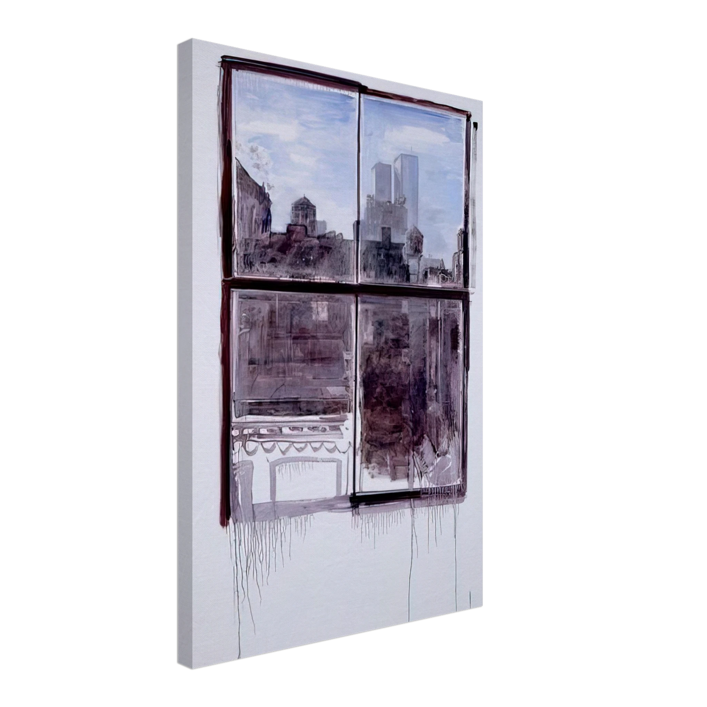 Paul Thek - Untitled cityscape with twin towers - 1972 Canvas - 70x100 cm / 28x40 inches-canvas