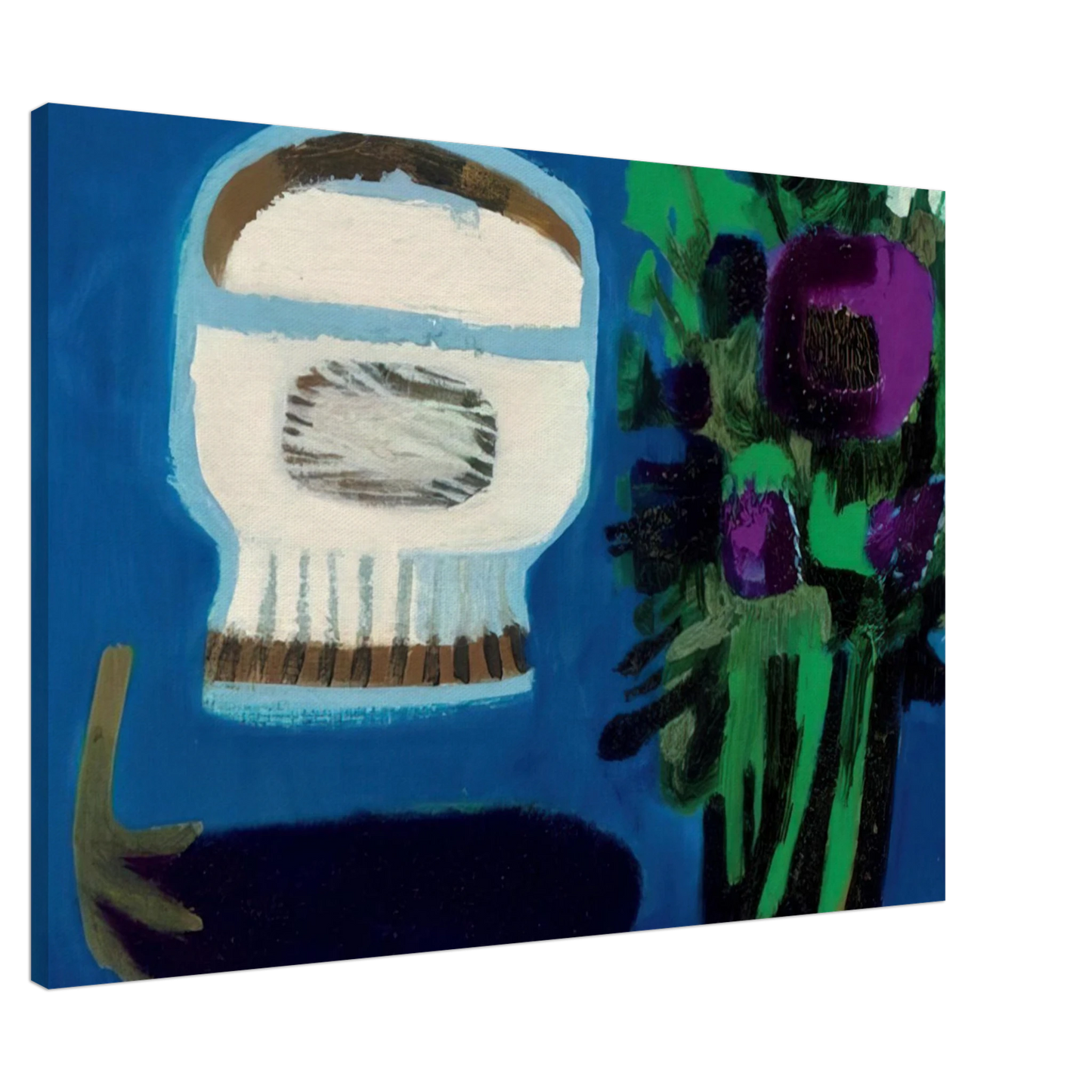 Mary Fedden - Aubergine and flowers - 1968 Canvas - 20x30 cm / 8x12 inches-canvas