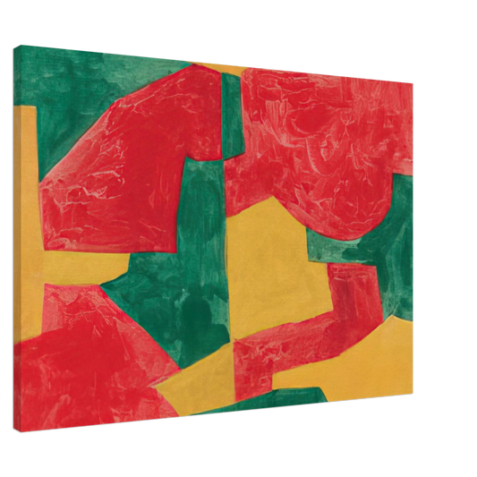 Serge Poliakoff - Composition verte, rouge et jaune - 1964 Canvas - 20x30 cm / 8x12 inches-canvas