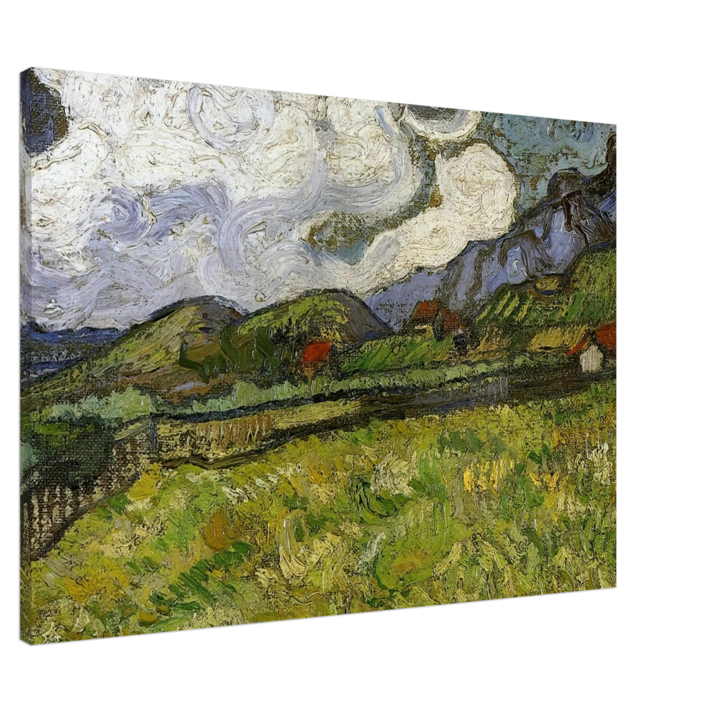 Vincent van Gogh - Wheat Field behind Saint-Paul Hospital with a Reaper Canvas - 20x30 cm / 8x12 inches-canvas