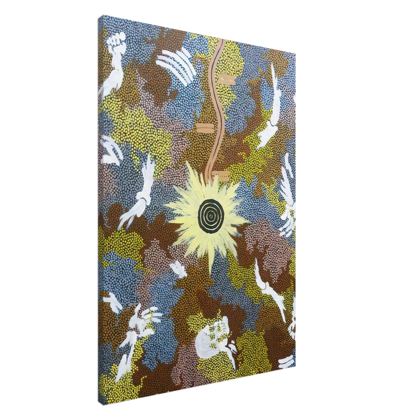 Clifford Possum Tjapaltjarri - Lightning Dreaming  Mount Allen - 1990 Canvas - 20x30 cm / 8x12 inches-canvas