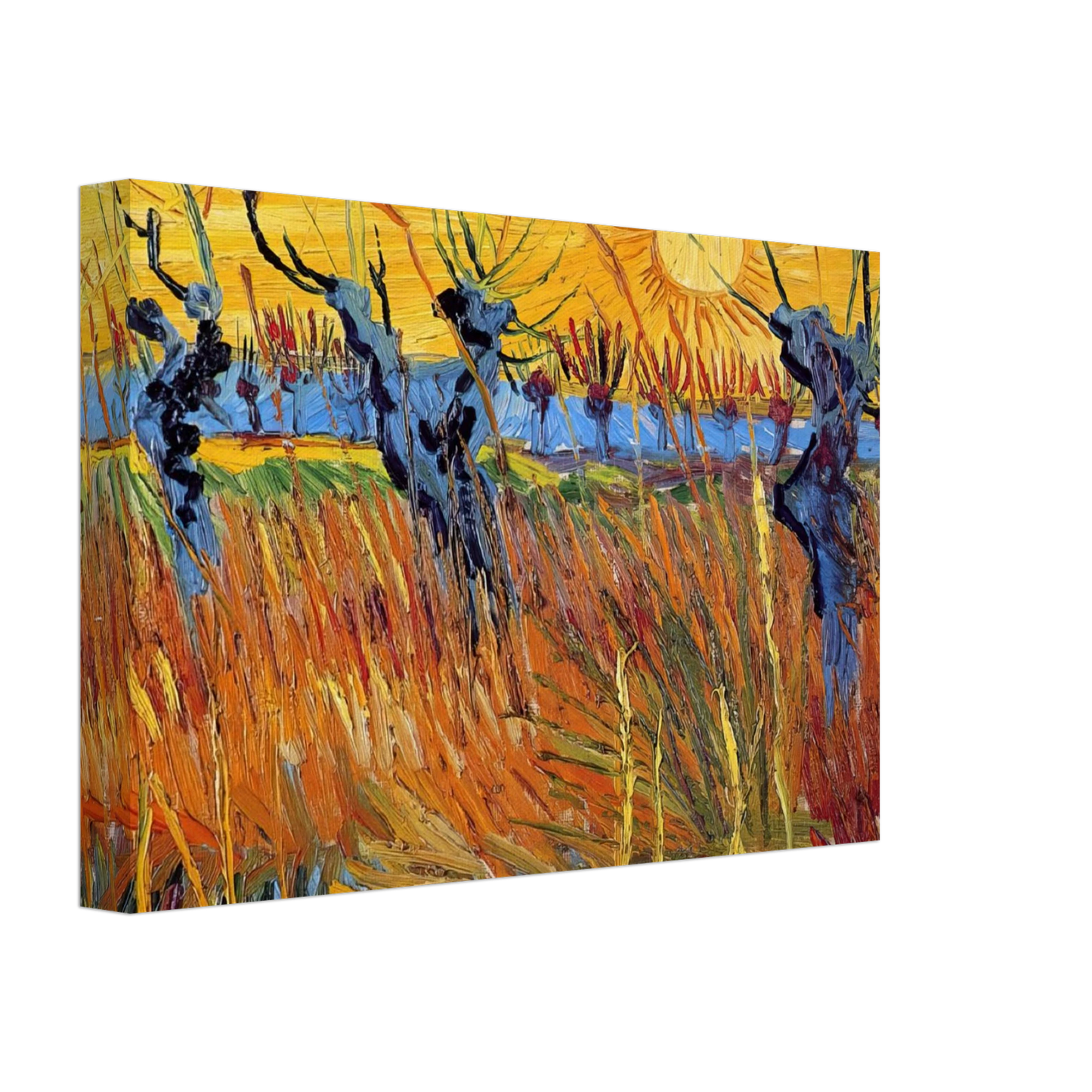 Vincent van Gogh - Pollard Willows and Setting Sun Canvas - 40x60 cm / 16x24 inches-canvas